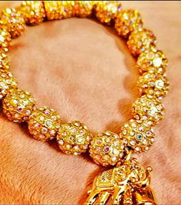 Pure Glam: Heavyweight Muti-Colored Blinged Out Pastel Bracelet w/ Elephant Charm