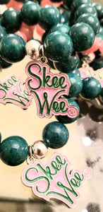 Kelly Green- Dyed Jade Stones , "Skee Wee" Charm Bracelet