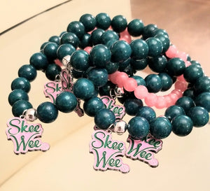 Kelly Green- Dyed Jade Stones , "Skee Wee" Charm Bracelet